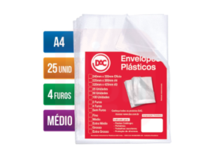 Envelope c/ 4 furos A4 Pacote c/ 25